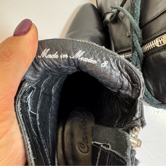 Cartel Leather Western Ankle Boots Women 8 Black Booties Capsule Boho Chic Fall - Picture 6 of 11